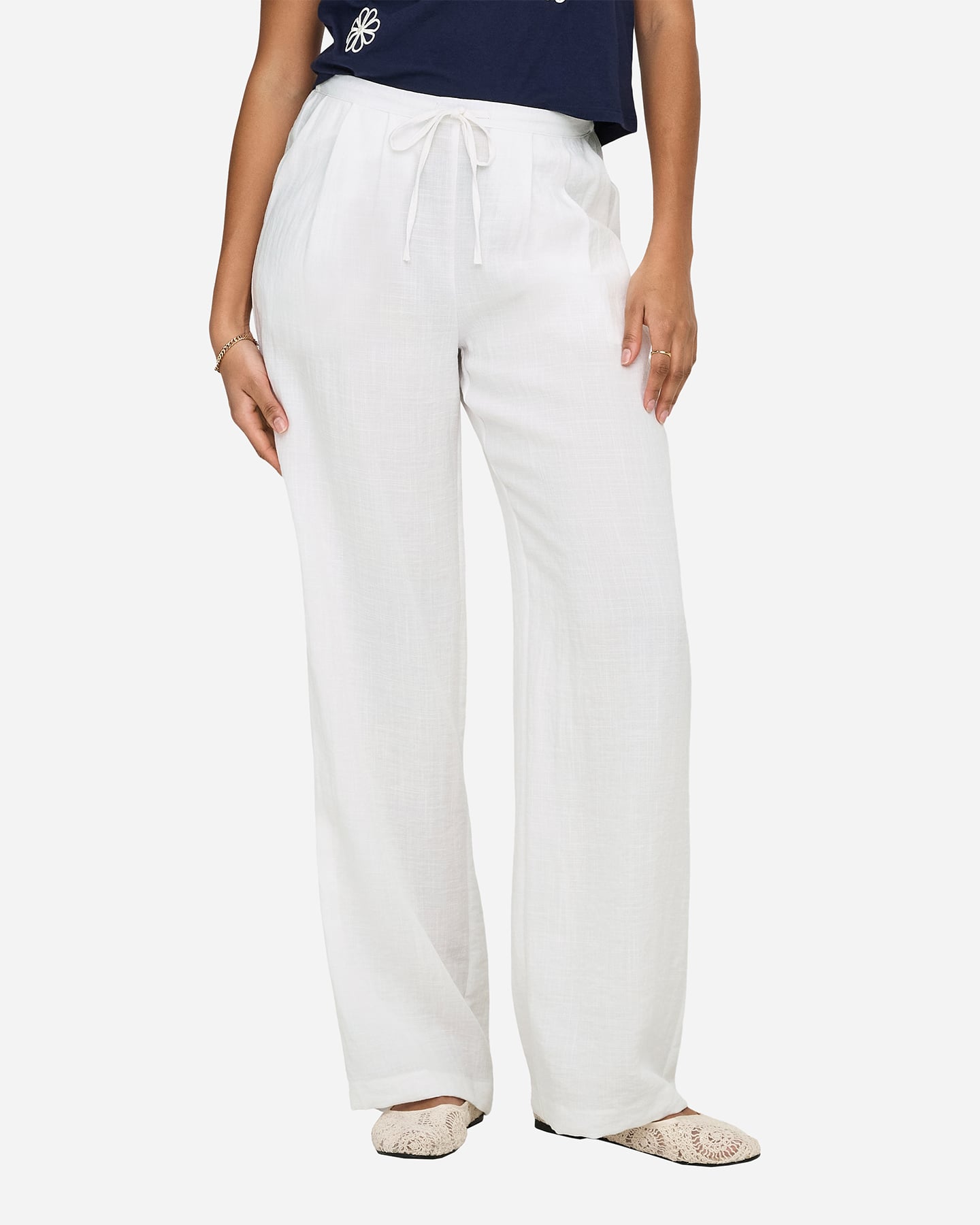 Pantalone ONLY ITA LINEN WIDE L32 W - Bianco - 2 | Cisalfa Sport