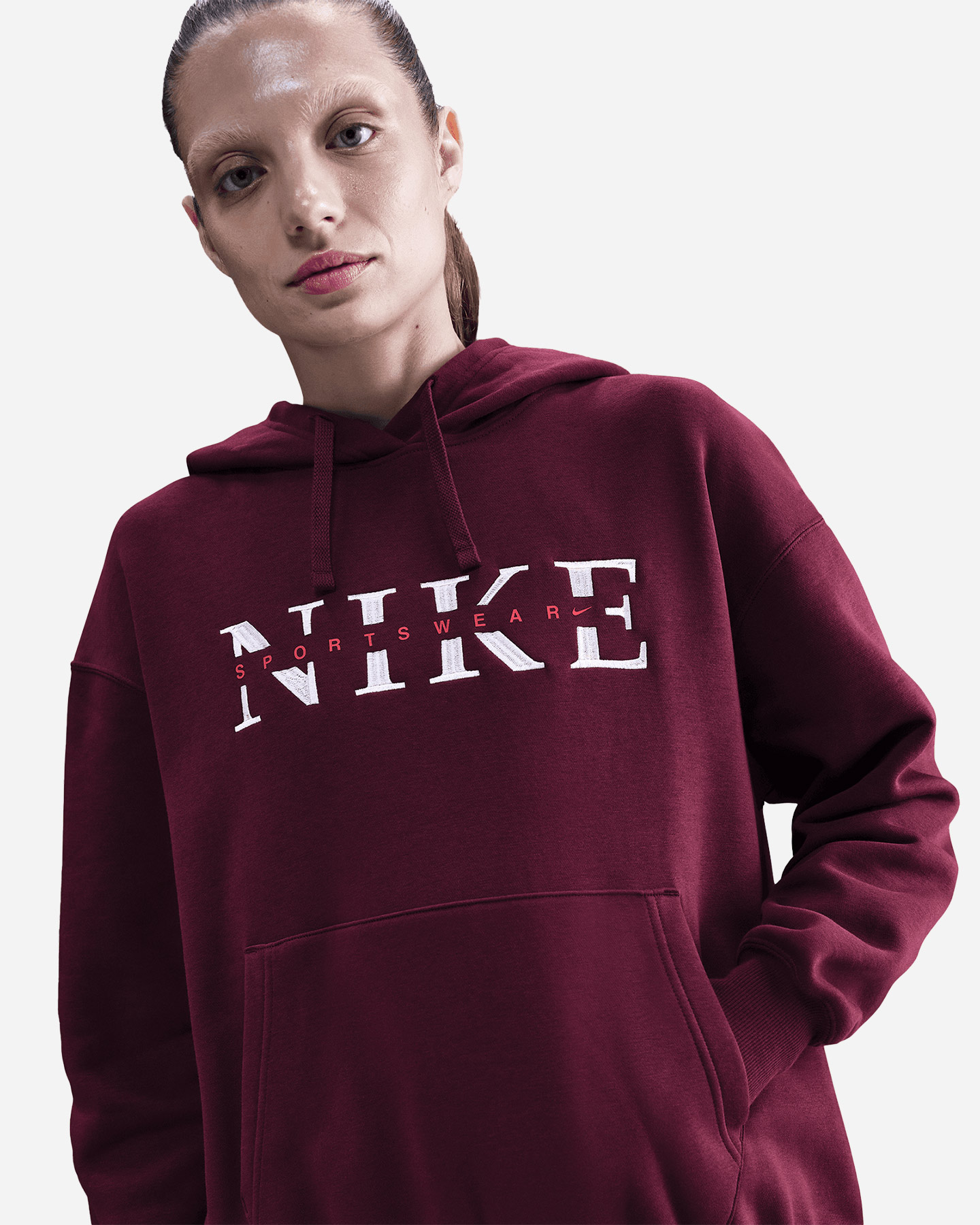 Felpa NIKE LIFE SWOOSH W - Rosso - 3 | Cisalfa Sport