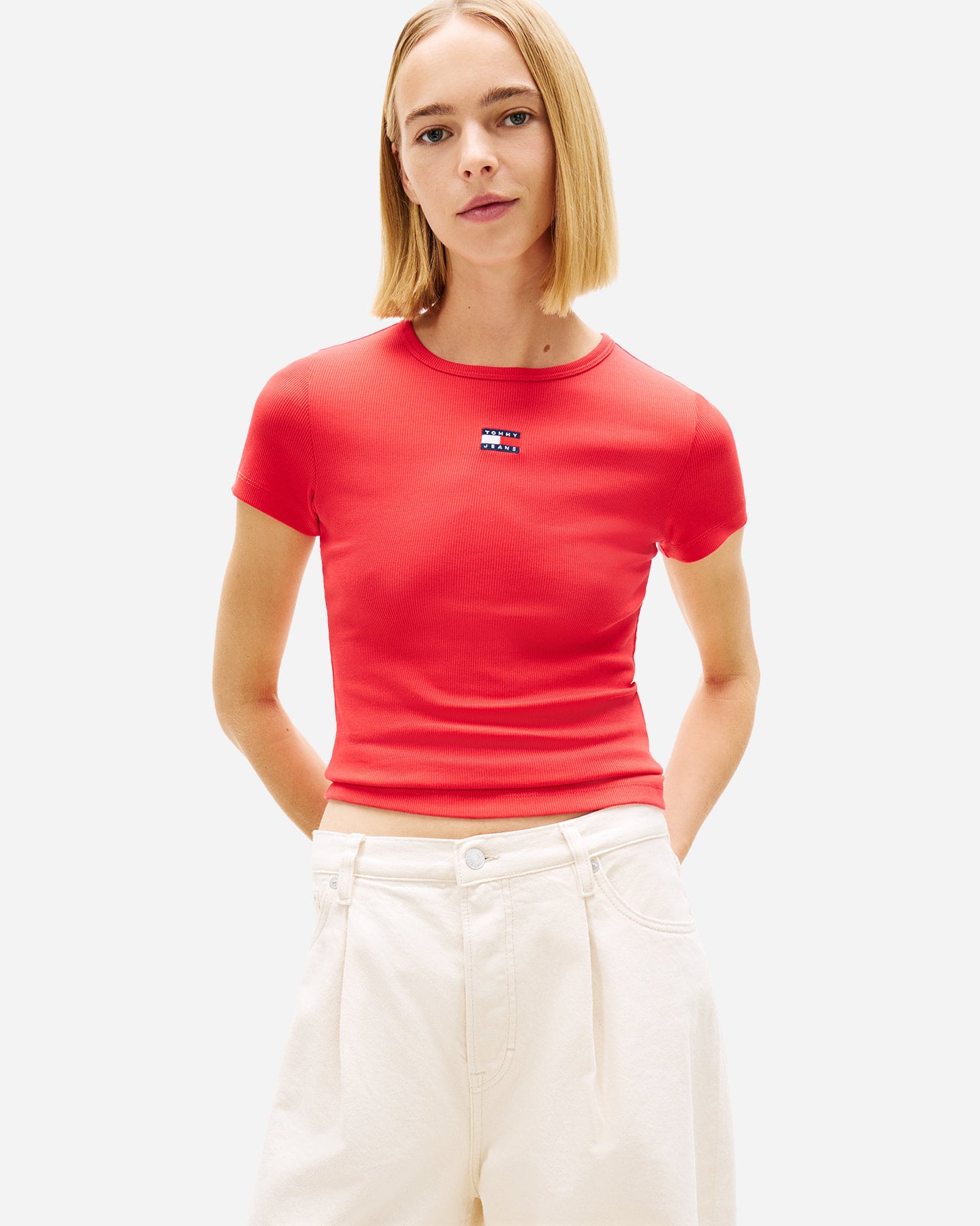 T-shirt TOMMY HILFIGER RIB BADGE W - Rosso - 1 | Cisalfa Sport