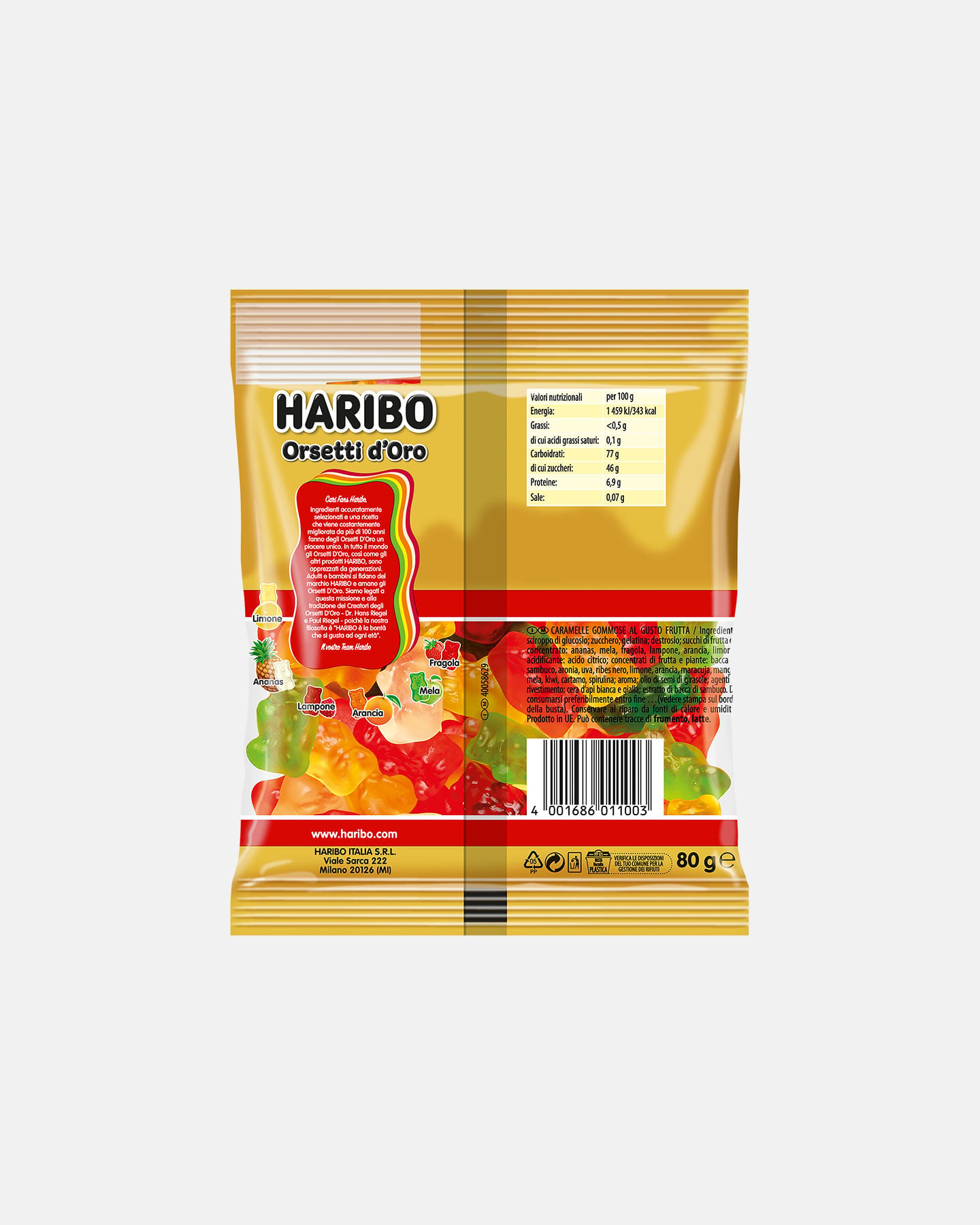 Caramelle HARIBO ORSETTI D'ORO 80 G  - Color mix - 1 | Cisalfa Sport