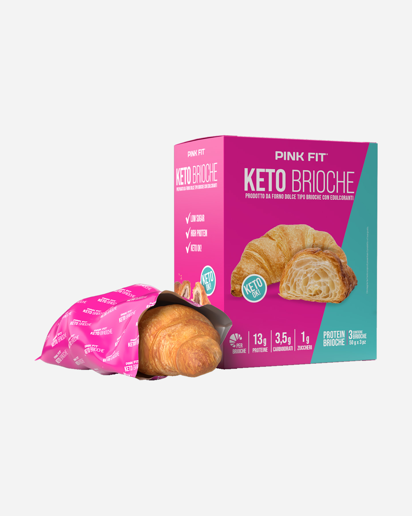 Alimento proteico PROACTION BRIOCHE KETO NATURALE 3 PZ 50 G  - Rosa - 1 | Cisalfa Sport