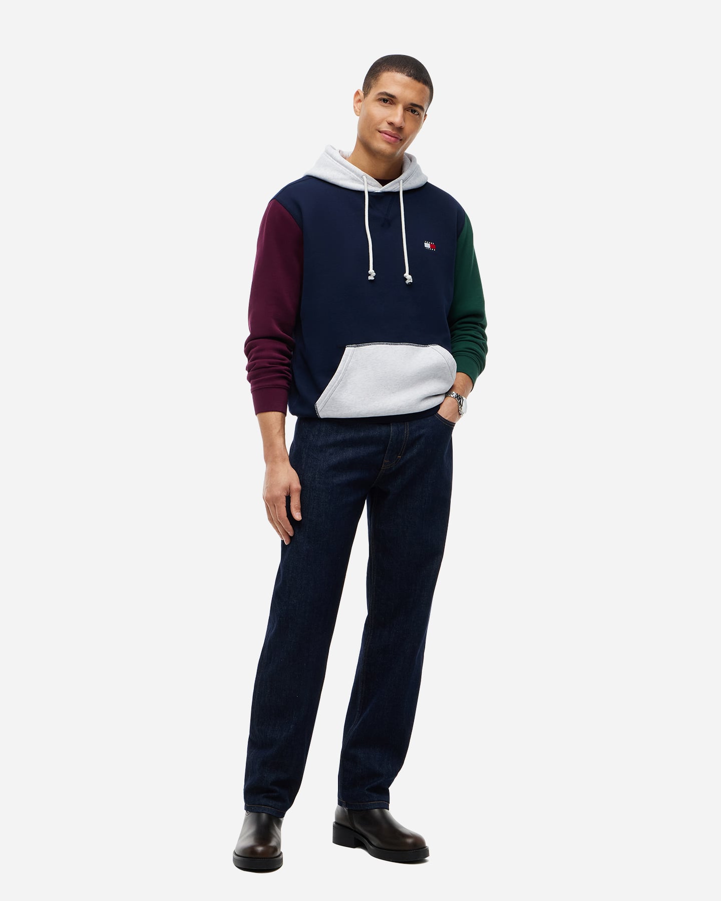 Felpa TOMMY HILFIGER BADGE FLEECE COLOR BLOCK M - Blu - 3 | Cisalfa Sport